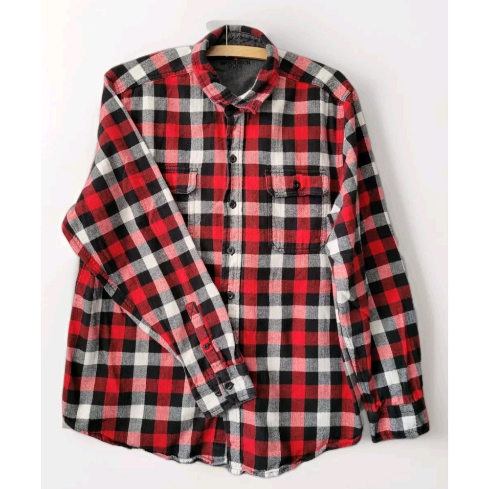 Woolrich Men's Shirt Sz Xl Ultimate Flannel Red Black & White Plaid Long Sleeve